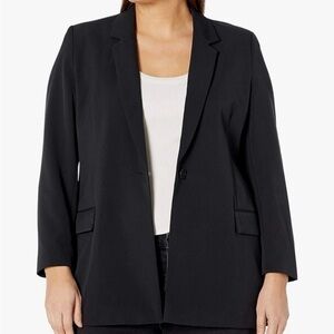 The Drop Size 2X Blake Long Blazer Black Single Button Stretch Jacket New NWT